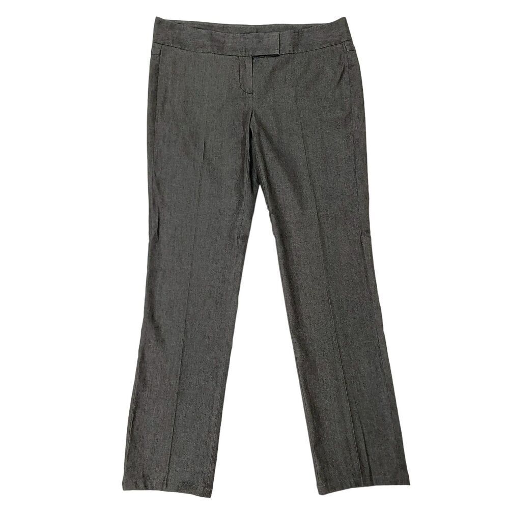 Theory Womens 12 Dark Gray Slim Straight Flat Front Full Length Trouser Career